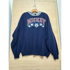 Disney Mickey Mouse Navy Blue Hoodie Sweatshirt With Graphics Size Medium