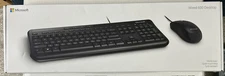 Microsoft Wired Desktop 600 Keyboard & Mouse Set Black APB-00001 NEW Sealed