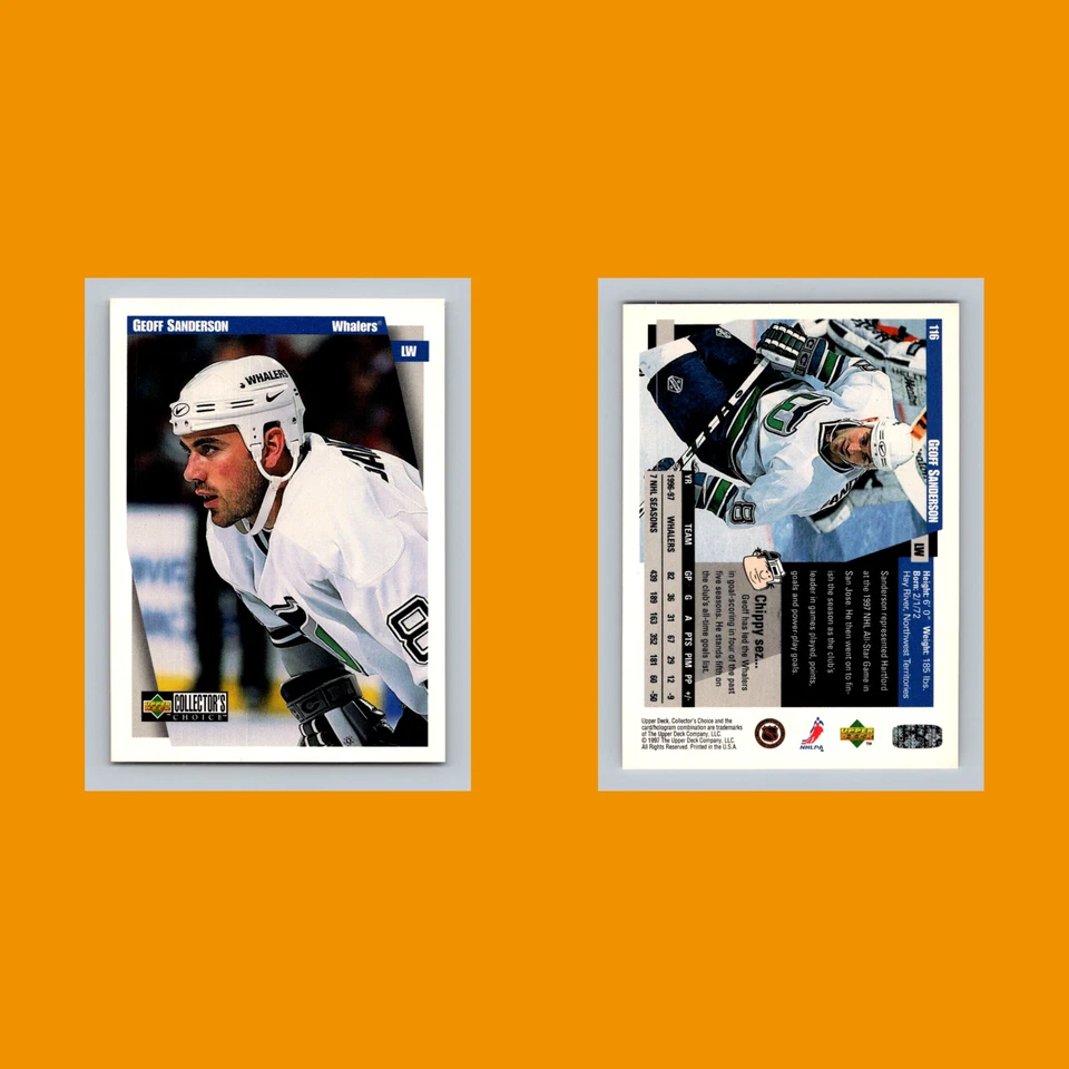 Geoff Sanderson #116 1997-98 Collectors Choice Hartford Whalers Hockey Card NHL - Image 3 of 3