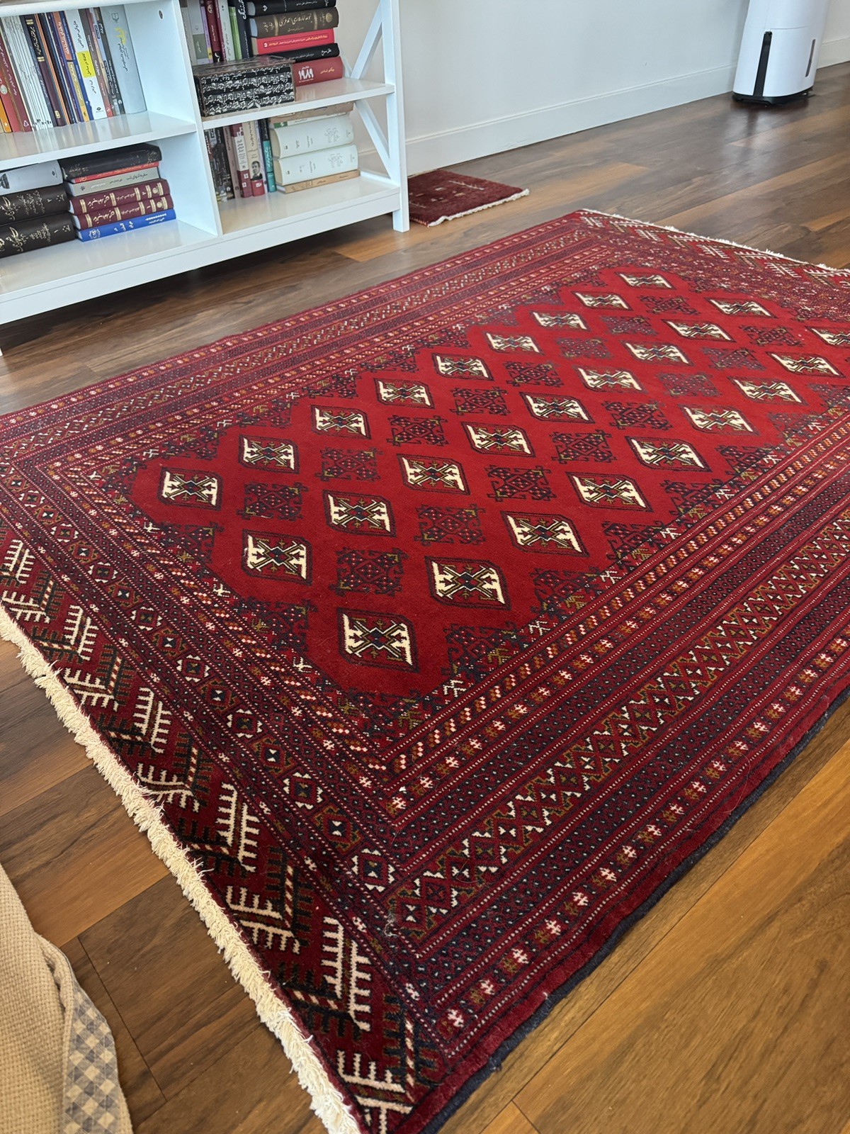 Handmade (Persian) Turkmen Rug Bokhara Design Red 190*140cm. Wool
