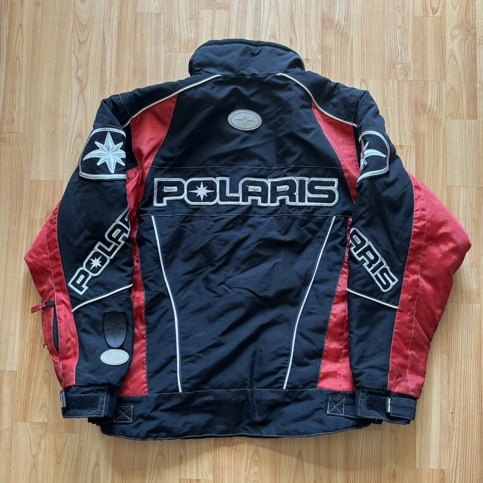 Vintage Pure Polaris Snowmobile Jacket Mens Size M Racing Puffer Bomber READ - Image 3 of 4