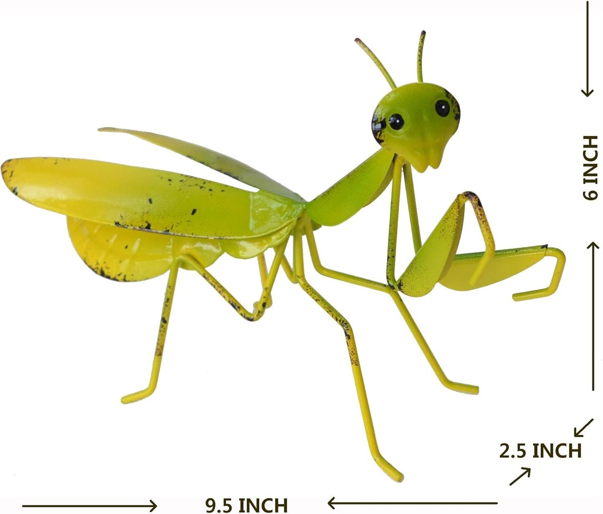 GIFTME 5 Metal Mantis Garden Yard Art Decor,Praying Yellow+