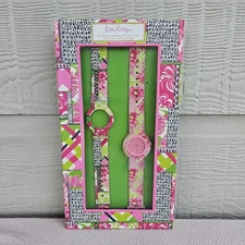 Lilly Pulitzer Interchangeable Wristwatch Watch Set Pink Patch Day Floral