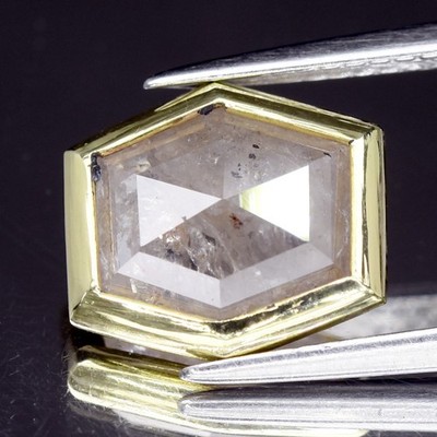   5,09ct Hexagon Natural Unbehandelt Fancy White Salt & Pepper Diamond I1