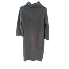 Prologue Women Charcoal Gray Mock Neck Knit Sweater Dress XS Long Sleeve Midi