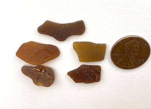 Surf Tumbled Beach Sea Glass artesanía esmerilada ámbar miel marrón hoguera patrón #B3 - Imagen 10 de 11