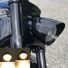 5.75" Black Bullet Headlight For Harley Sportster XL Dyna Softail Chopper Bobber
