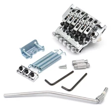 1 Set of Double Locking Electric Guitar Tremolo Bridge Chrome,Overlrod Of Music