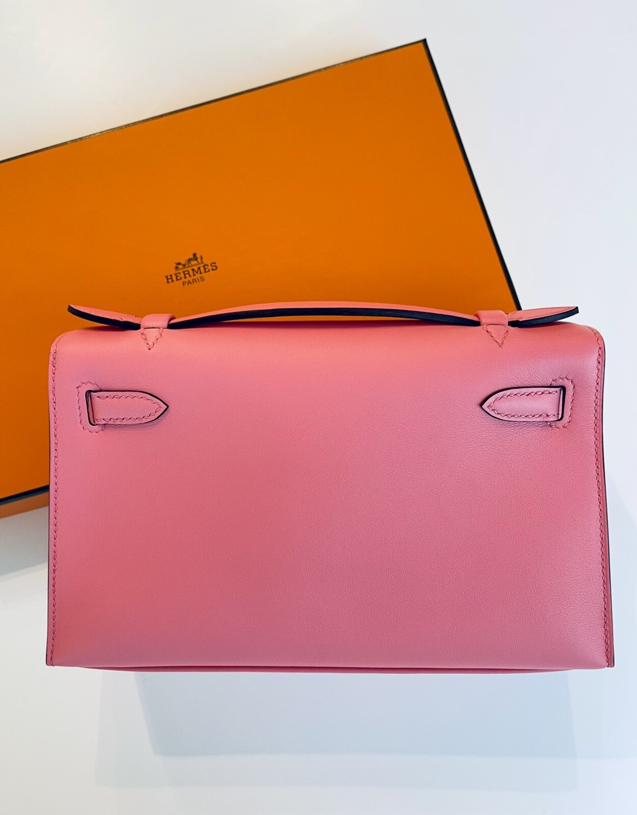 **SOLD OUT** NEW Hermes Pochette Rose D’ete / PHW.  100percent Authentic image 2