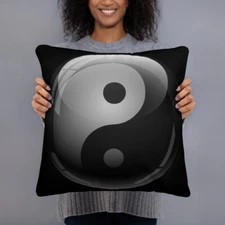 Yin Yang Symbol Tao Taijitu Yoga Peace Love Basic Pillow