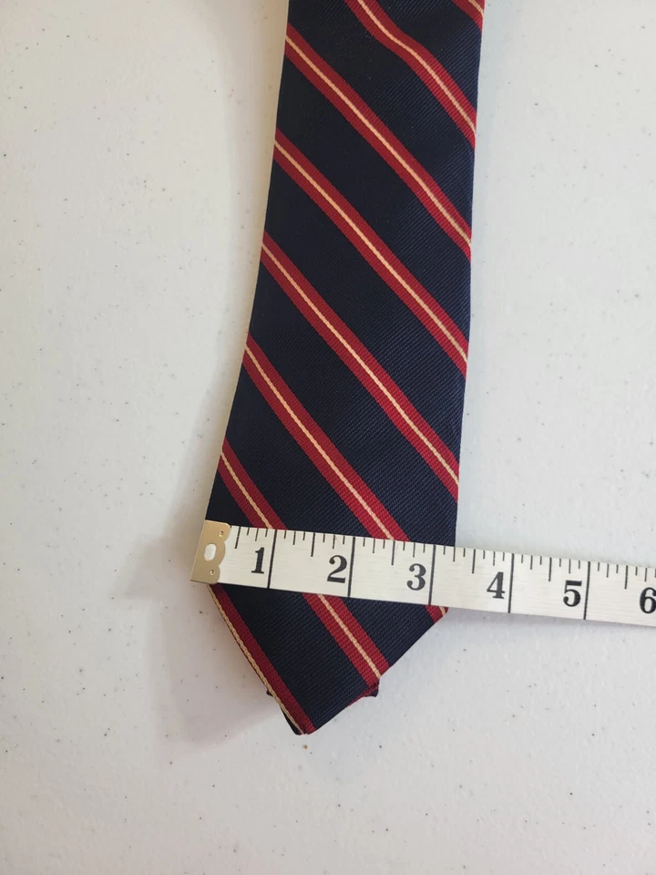 Boston Trader Neck Tie Red Navy Blue Striped English Regimentals Classic 90s - Image 4 of 4