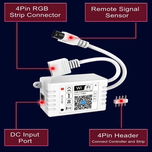 WiFi Smart RGB controller with 24key IR remote APP For 2835 5050 RGB LED strip - Picture 4 of 8