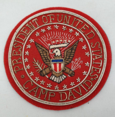 President of the United States Camp David Bullion Patch Red & Silver  AL