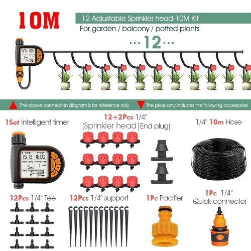 Set Irrigazione Timer Smart Giardino 1/4" IPX5 Impermeabile LCD Irrigazione Automatica - Foto 8 di 25