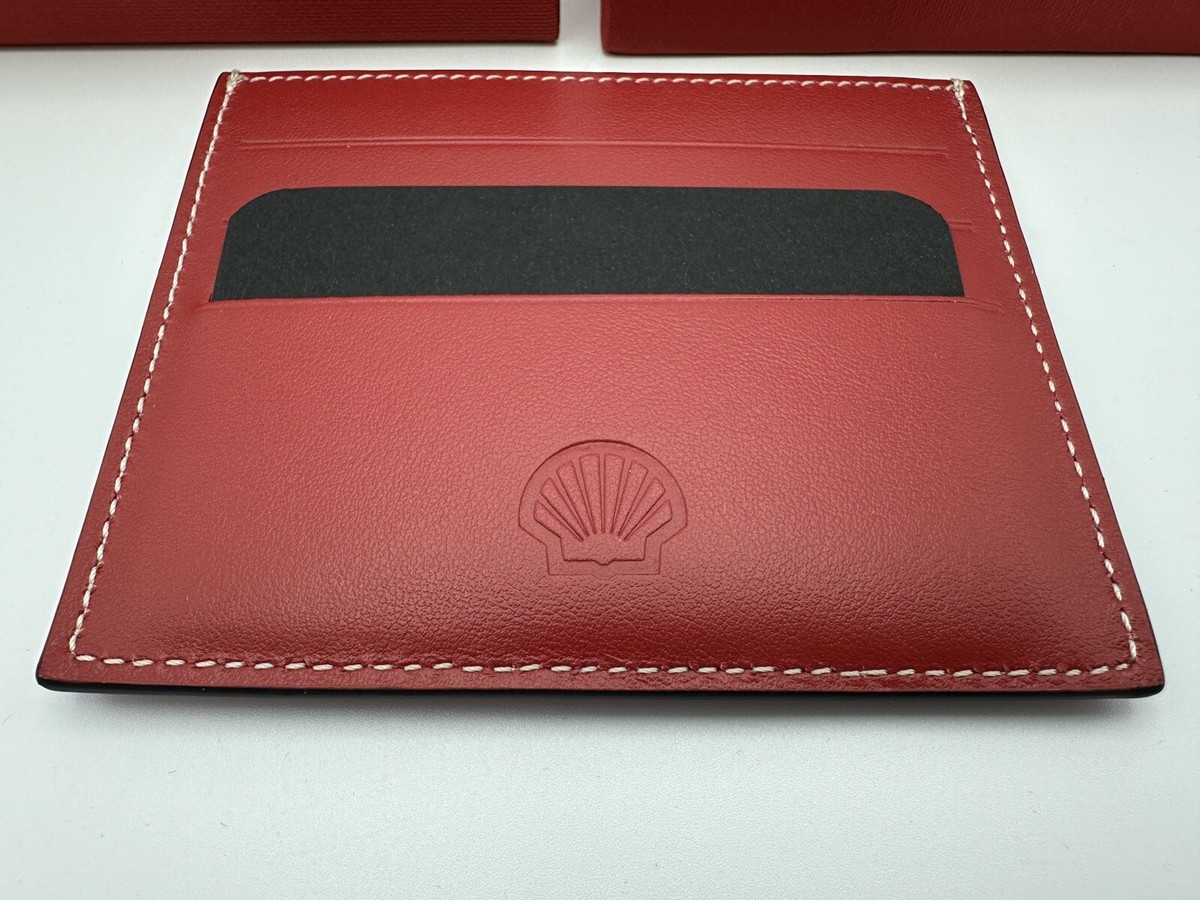 FERRARI RED LEATHER CREDIT CARD WALLET BUSINESS CARD POUCH OFFICIAL  IN BOX