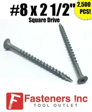 INTERCORP XQ822W #8 X 2-1/2" WAR Coat Drywall/Deck Screws Square Drive 2,500/BOX