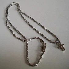 Women's Silver finish Cross shape cute little fashion religious chain & charm