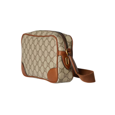 GUCCI GG Emblem Super Mini $1490 Beige/Dark Brown Crossbody Bag