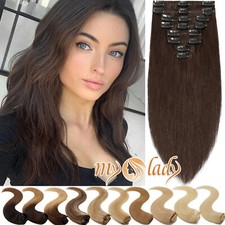 Brown Clip In Human Hair Extensions 100 Real Indian Remy Hair Full Head Caramel