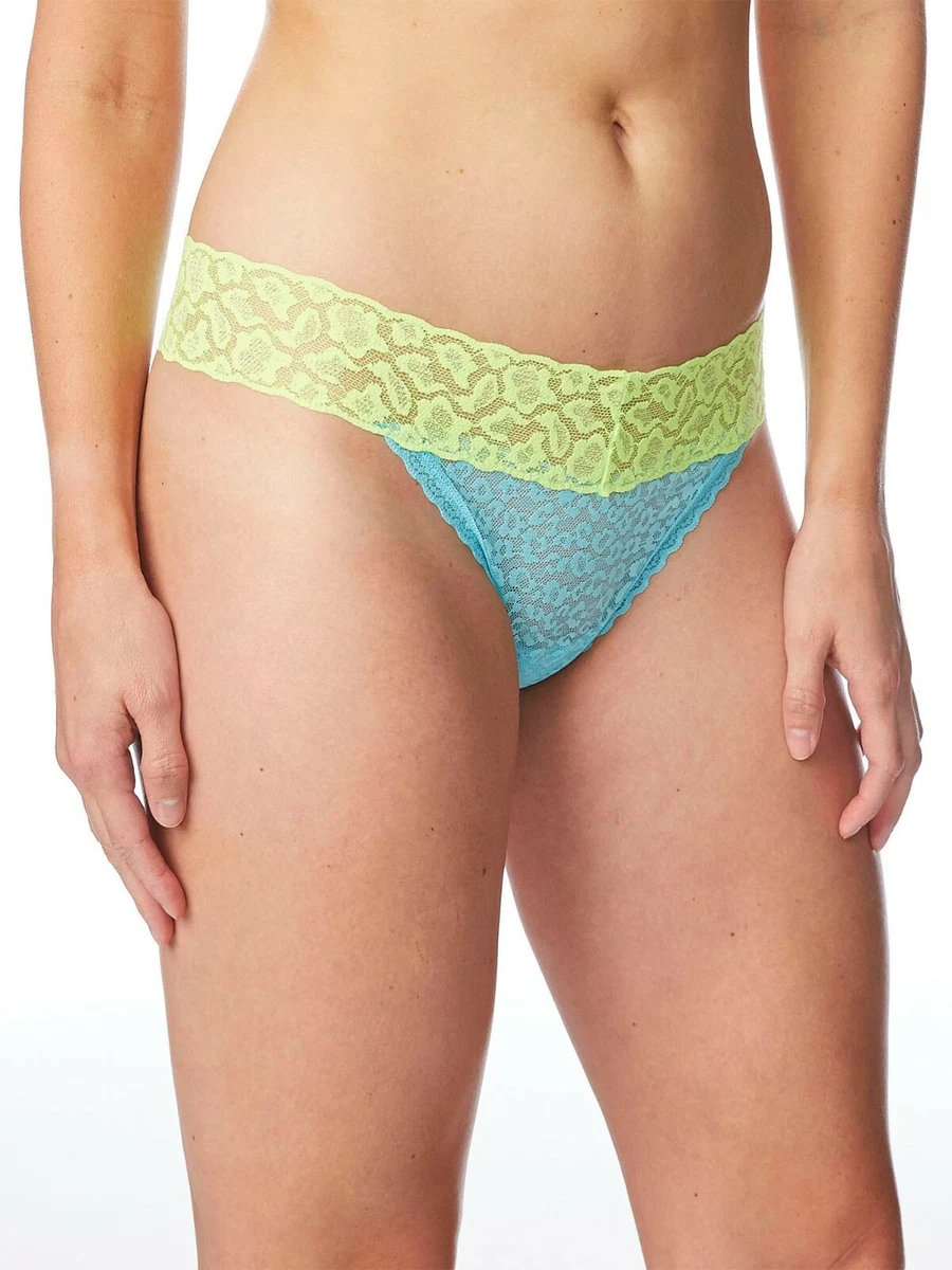 No Boundaries Women's All Lace Thong Panties Size 2XL (9) Blue & Green New