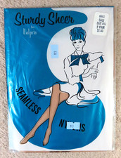 Vtg WALPRIN STURDY SHEER Seamless 100 Nylon Stockings BALI Sz 8 1/2