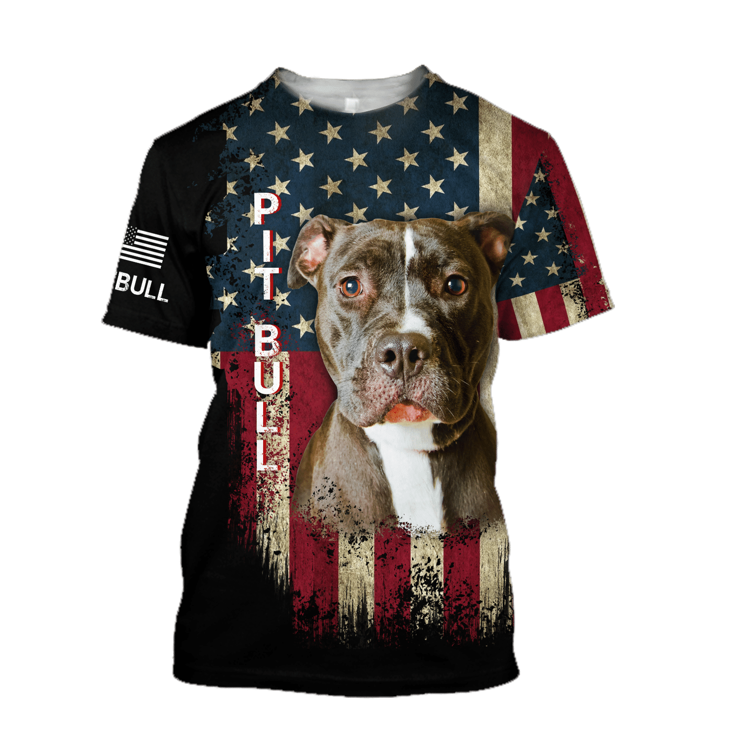 Pit Bull Terrier American Flag 3D All Over Print T-shirt , 3D T-shirt Design