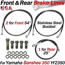 Steel Braided Front + Rear Brake Lines For 1990-2006 Yamaha Banshee 350 YFZ350