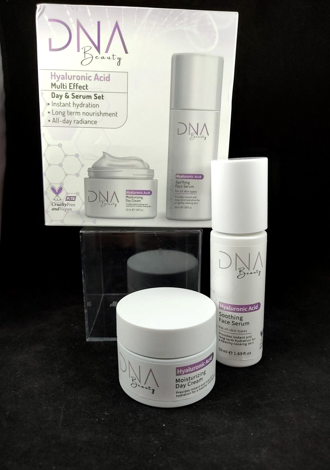 DNA Beauty Hyaluronic Acid Soothing Face Serum Combo Hydration Radiance Vegan