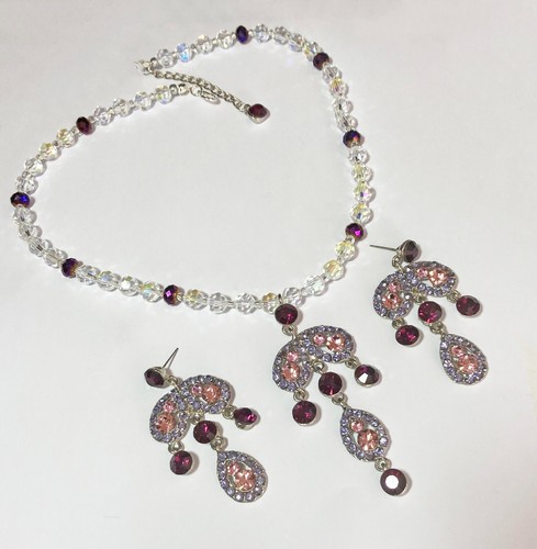 Collar y pendientes de cristal reciclado hechos a mano - Imagen 2 de 6