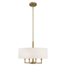 Livex Meridian 4 Light Pendant Chandelier, Antique Brass - 42604-01