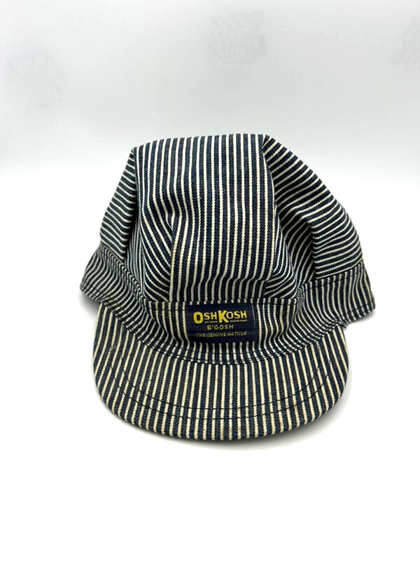 Oshkosh Vintage Kids Engineer Conductor Cap Hat Hickory Stripe | eBay