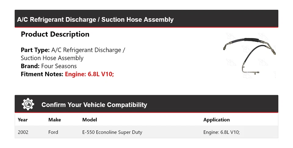 Ford E-550 Econoline Super Duty 2002 línea de descarga/aspiración conjunto de manguera 4 estaciones Foto 2 de 4