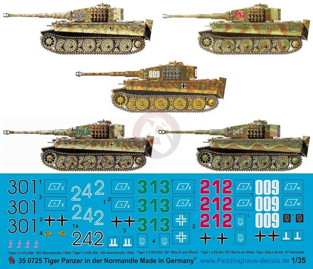 Décalcomanies 1/6 John Stuff - Chiffres Allemands Panzer WWII - Tour Blanc