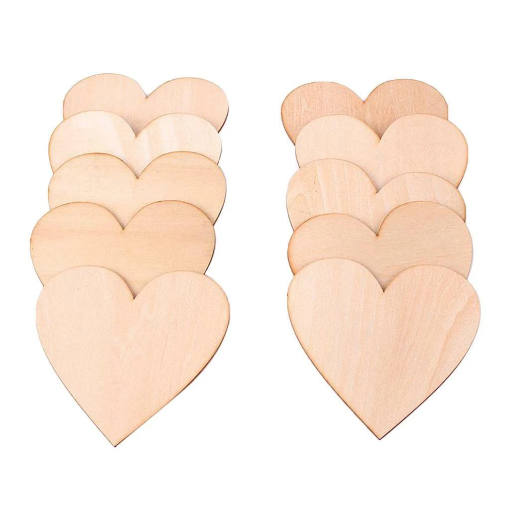 50 Pezzi Decorazione di Pezzi di Cuore in Legno Rosso, Etichette Ornamentali in a Forma di Cuore con Cuori in Legno Forati per Artigianato per Feste