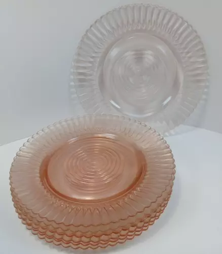 Vintage MacBeth Evans Pink Depression Glass Petalware 8" Salad Plates-Lot of 8