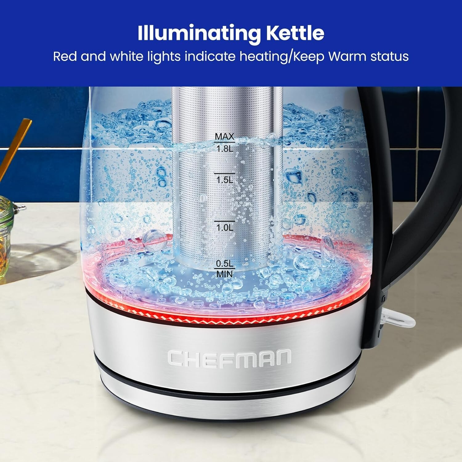 Chefman 1.8L Glass Electric Kettle with Infuser eBay