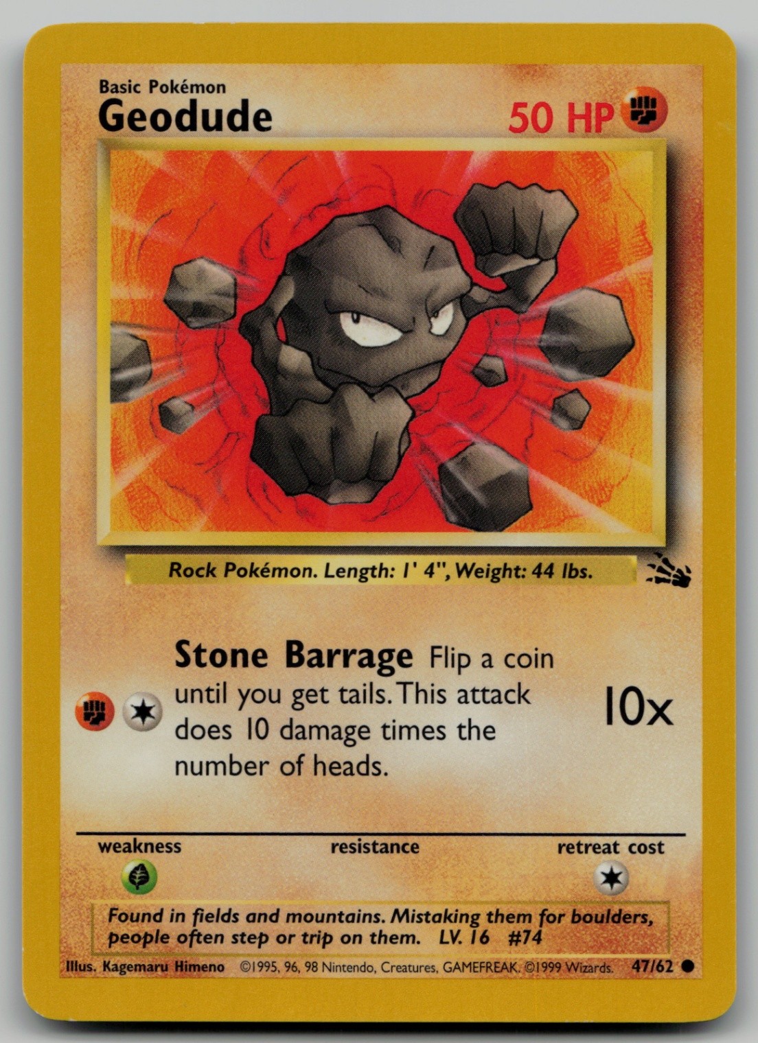 Geodude Common Fossil 47/62 NM