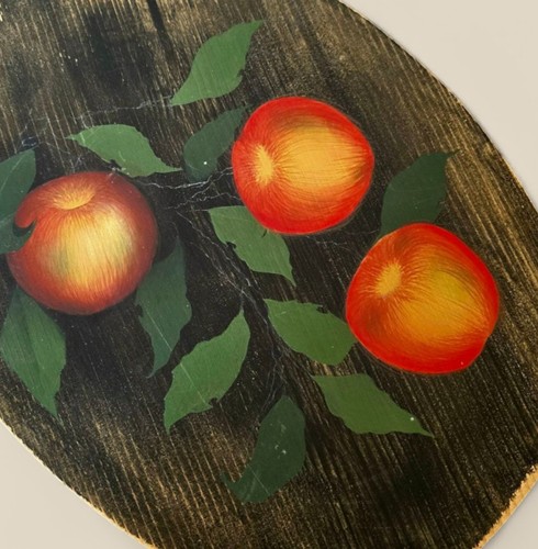 Hand-Painted Cutting Board w Apples, Primitive Country Dark Moody Witchy Kitchen - Picture 5 of 10