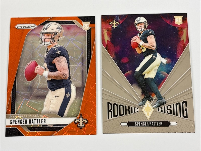 Spencer Rattler 2024  Prizm Orange Lazer Prizm (RC) & 2024 Phoenix Rookie Rising