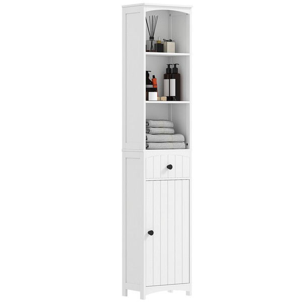 Badezimmerschrank Badschrank Hochschrank Badregal BadmöBel Weiß 34X24X170,5Cm-image