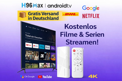 Teilen H96Max 4K Ultra HD Mediaplayer 2/16 GB Andriod 14 Smart TV Stick, BT5.4,