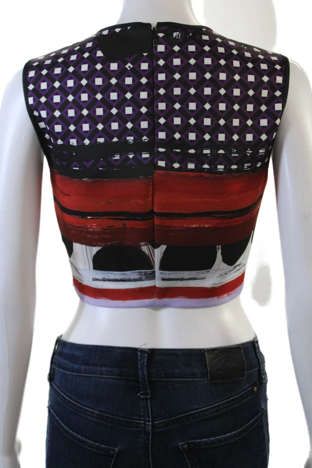 Camiseta sin mangas recortada con estampado geométrico Clover Canyon para mujer multicolor talla mediana Foto 3 de 4