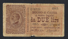 REGNO D'ITALIA BUONO DA 2 LIRE VITTORIO EMANUELE III° 28/12/1917 RARA2 R2