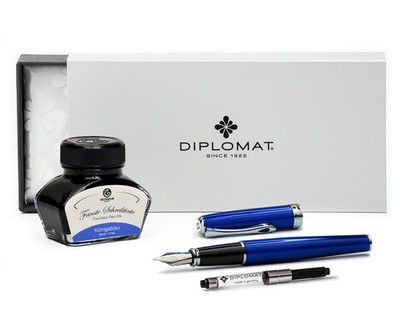 Füllhalter Diplomat Excellence A2 Skyline Blau mit Schreibtinte, Stärke M
