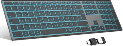 OMOTON Wireless Keyboard for Mac with Metal Frame, 2.4G/Bluetooth Keyboard Backl