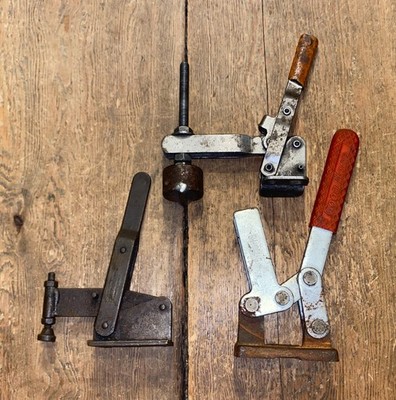 VINTAGE BRAUER SPEETOG KIPPHEBELSPANNER X 3 INGENIEUR SCHREINER HALTEN ALTES WERKZEUG