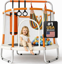 Toddler Trampoline, 55", w/ Safety Enclosure, Indoor Outdoor, Ages 1-8