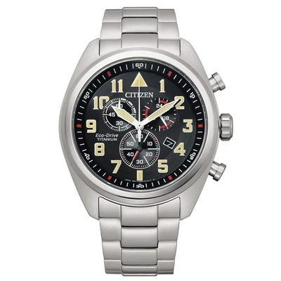 Herrenuhr CITIZEN SUPERTITANIO AT2480-81E Chrono Titan Schwarz Eco Drive - Bild 1 von 3