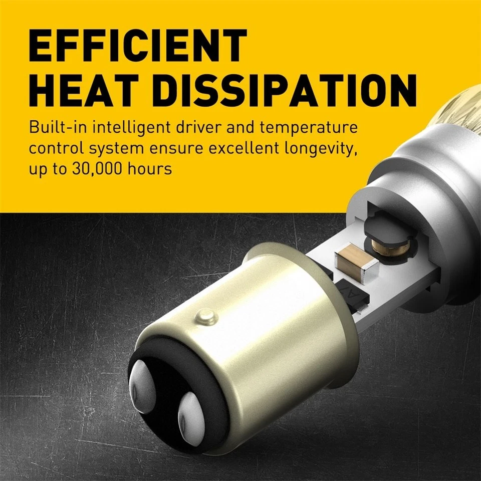 4 белые светодиодные лампы 6000K 1157 6-SMD Bay15d для задних тормозных стоп-сигналов автомобилей грузовиков 12 В США - Изображение 4 из 4