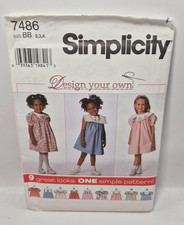 UNCUT Toddler's Dress Sewing Pattern Design Your Own by Simplicity, 7486 Sz 2-4